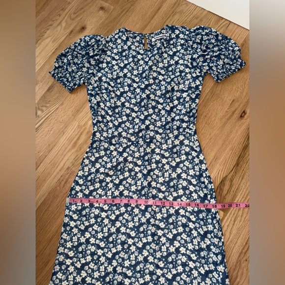 NEW WITH TAGS Reformation Lee Raquel Blue Floral Puff Sleeve Midi Dress Size 6 - Picture 12 of 16